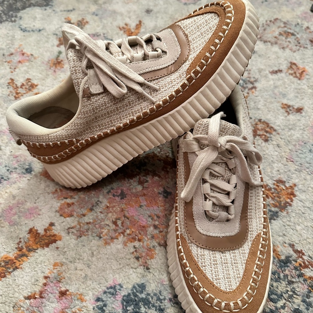 Dolce vita Beige and Brown Platform Sneakers